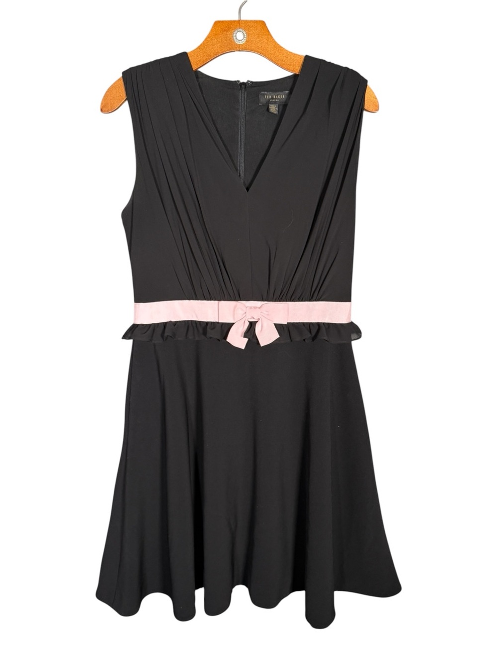 Ted Baker Black Dress Pink Bow Belt Feminine 3 = M